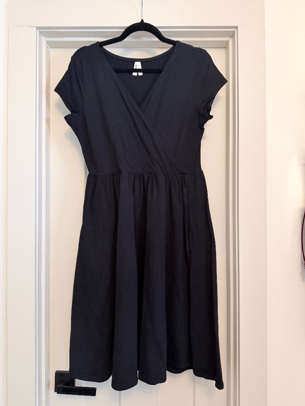 Pact - Organic Fit & Flare Wrap Dress - Black - Size Large